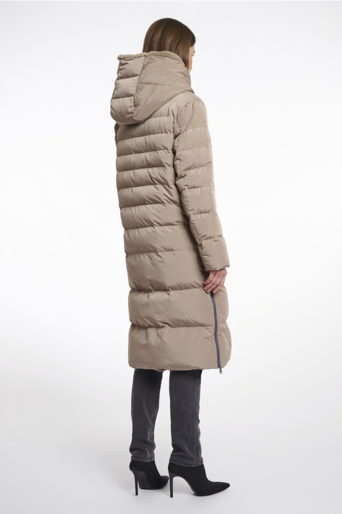 LONG PADDED HOODED COAT KEILAFUR 7002511 10868 toffee